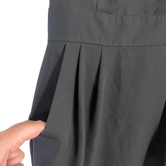TopShop Black Dress Size 2 Knee Length Pockets Short Flared Sleeves Chiffon - Picture 7 of 8
